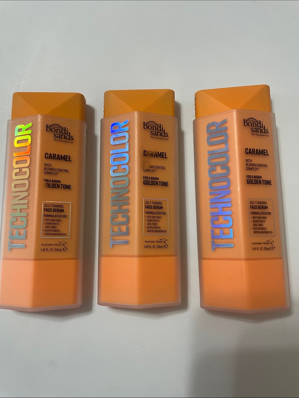 Bondi Sands Technocolor Caramel Self-Tanning Face Serum - Orange NEW 3 pack